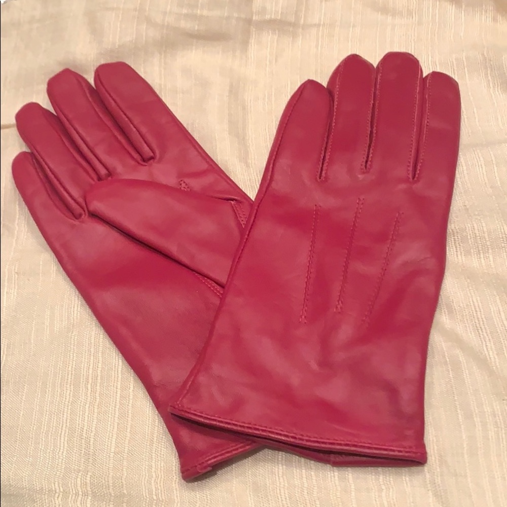 Magenta Leather Gloves